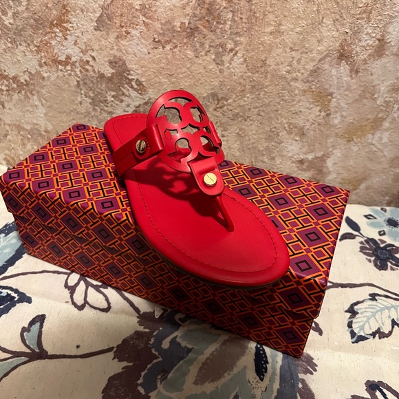 Red Tory Burch Sandals size 9.5/40 - Picture 2 of 4